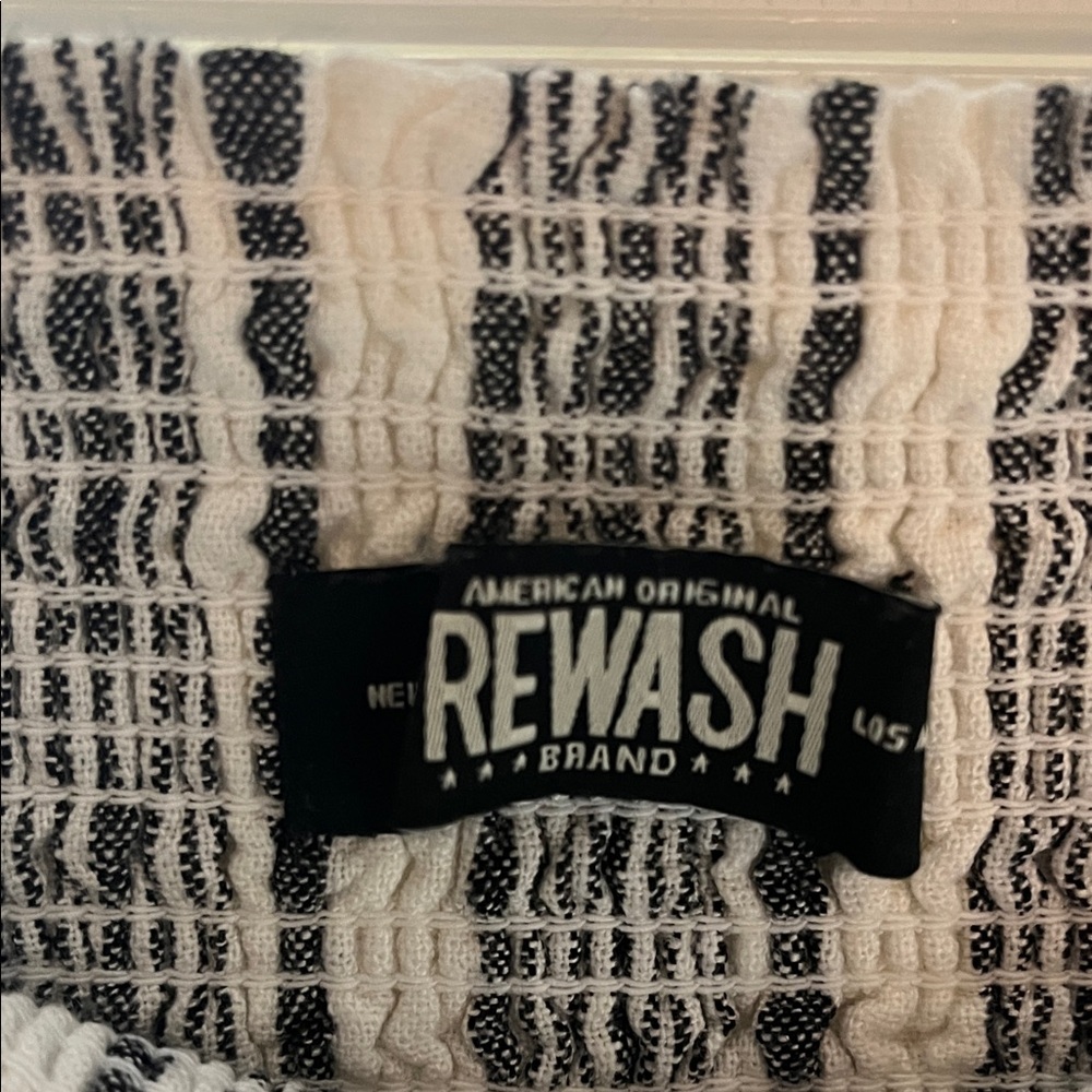 Rewash Black & White Striped Wide-Leg Smocked Waist Pants - Picture 4 of 7